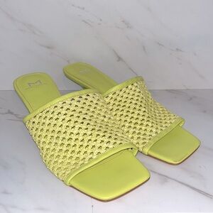 Marc fisher Juliette neon low heel sandal peep toe woven sz 8.5